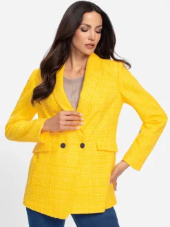 Blazer|heine Bouclé-Blazer mit Schulterpolstern sonnengelb
