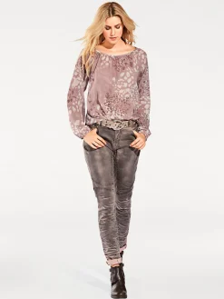 Jeans|heine Boyfriend Hose dunkelmauve