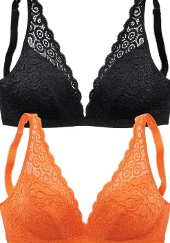 Bhs|petite fleur Bralette-BH orange+schwarz