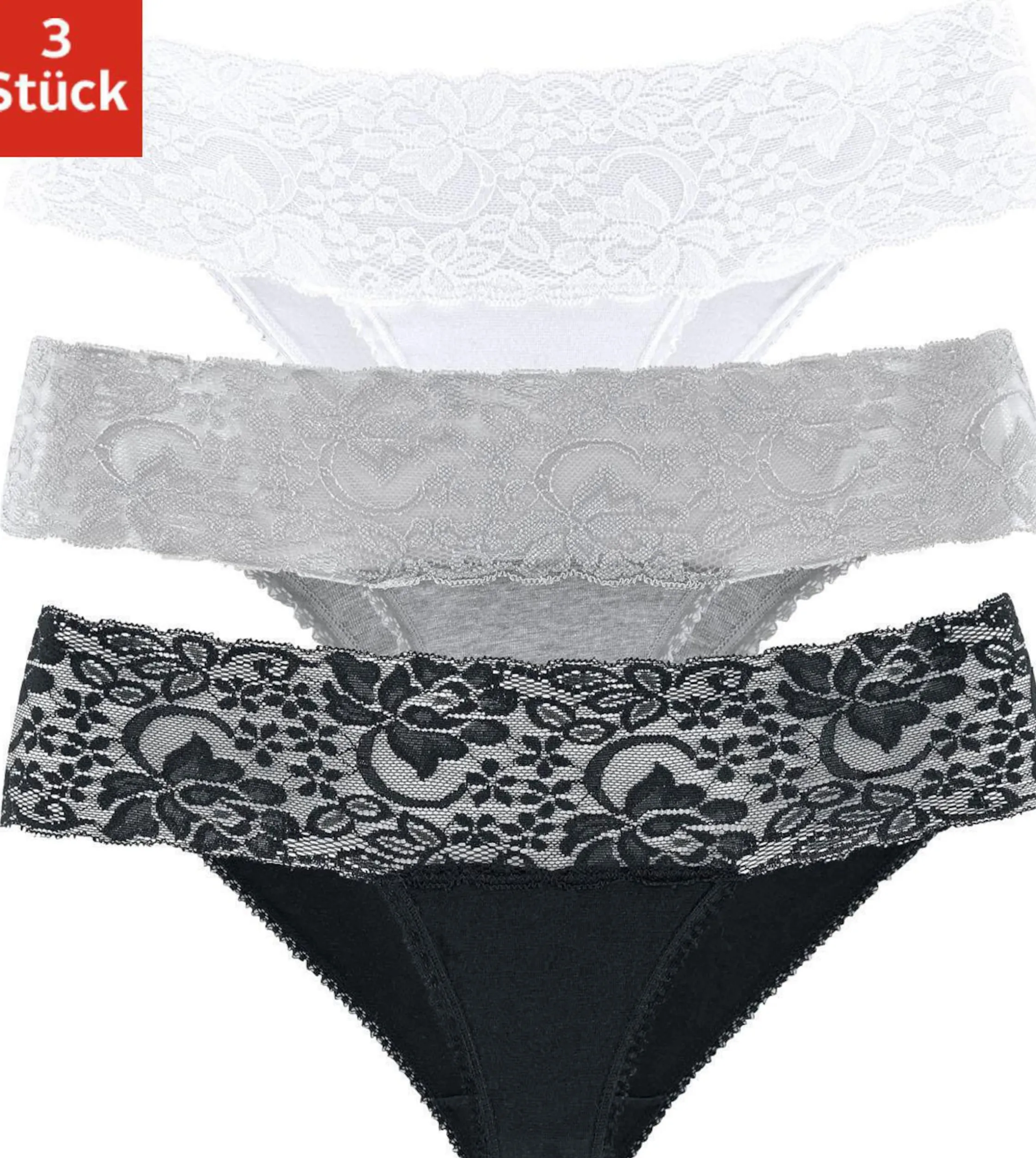 Unterhosen|Vivance Brasilslip weiß,grau-meliert,schwarz