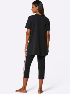 Homewear|wäschepur Capri-Anzug schwarz-hortensie
