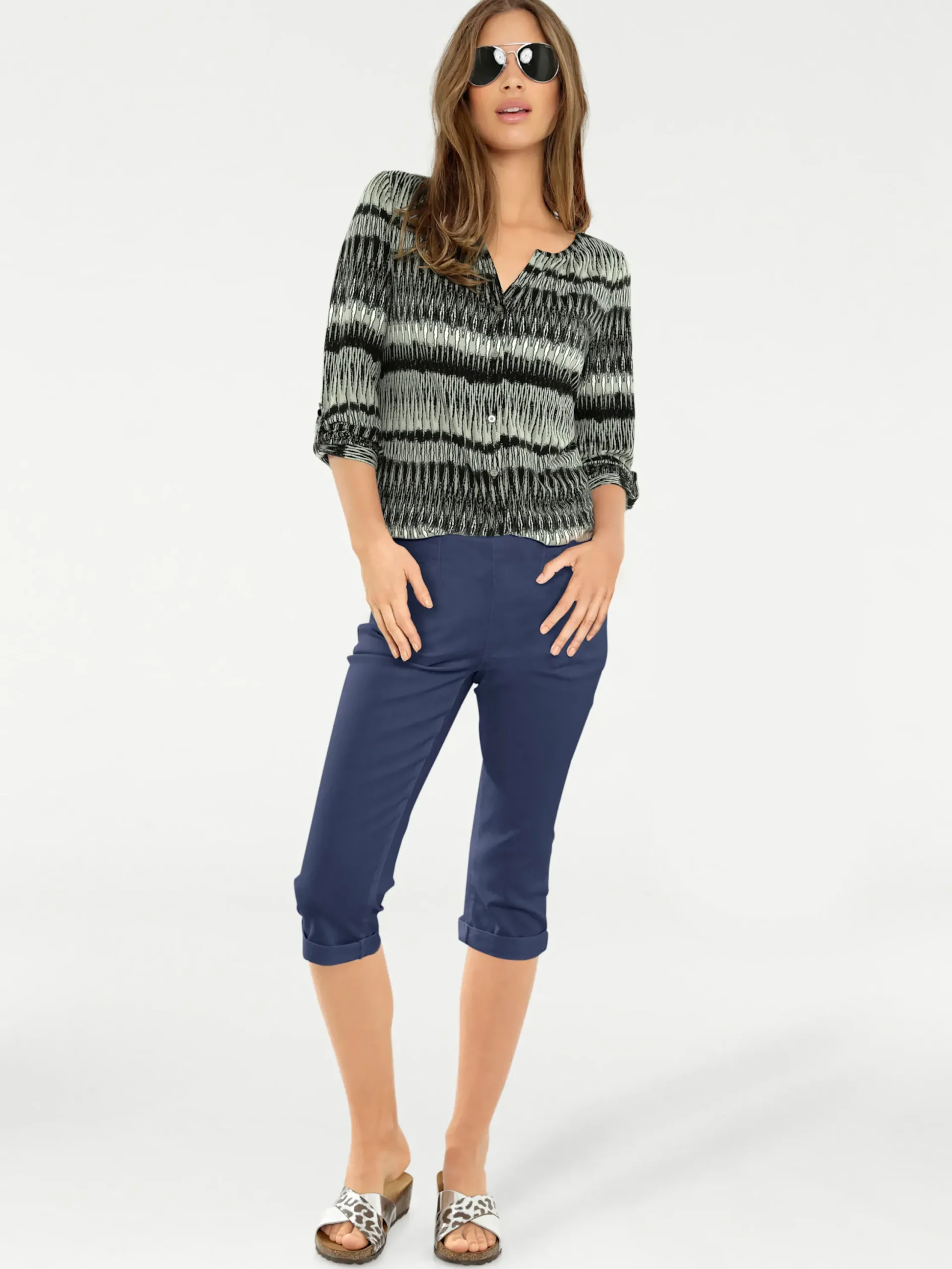 Strandmode|Basics|heine Capri-Hose marine