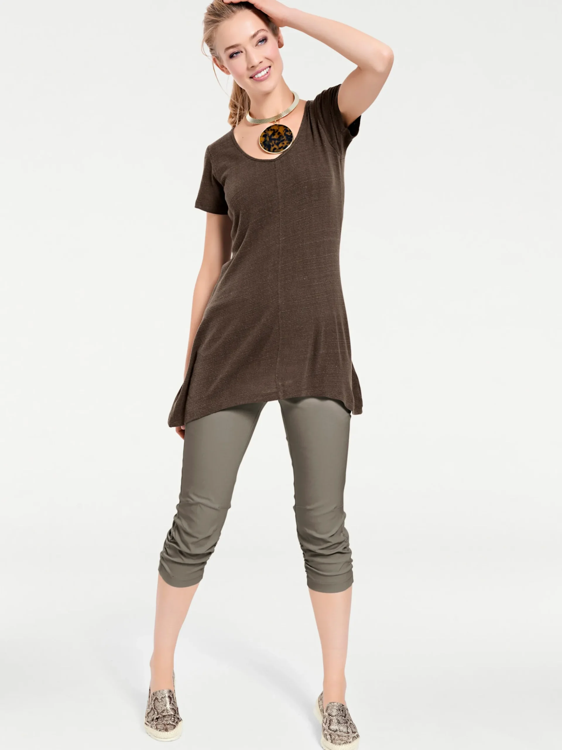 Hosen|heine Capri-Hose oliv