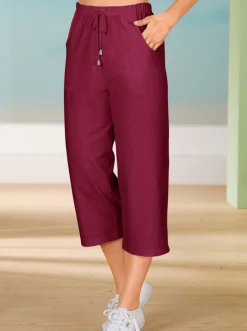 Homewear|Homewear| Caprihose in Stretch-Qualität bordeaux