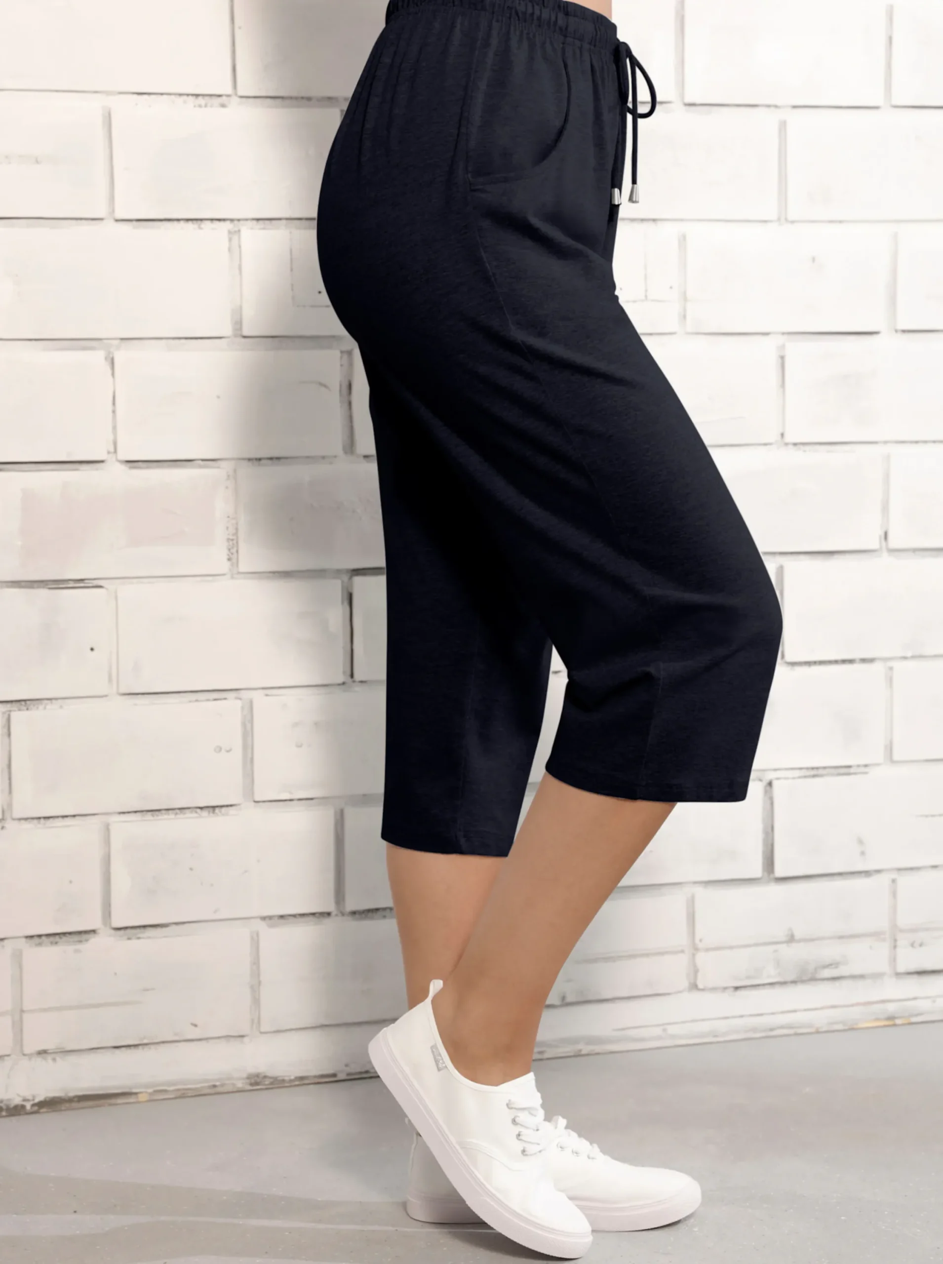 Homewear|Homewear| Caprihose in Stretch-Qualität marine