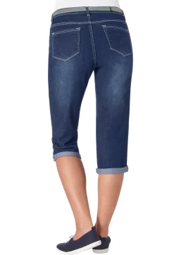 Jeans| Caprihose inklusive Gürtel blue-stone-washed