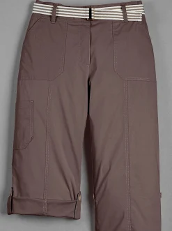 Hosen| Caprihose inklusive Gürtel schokobraun