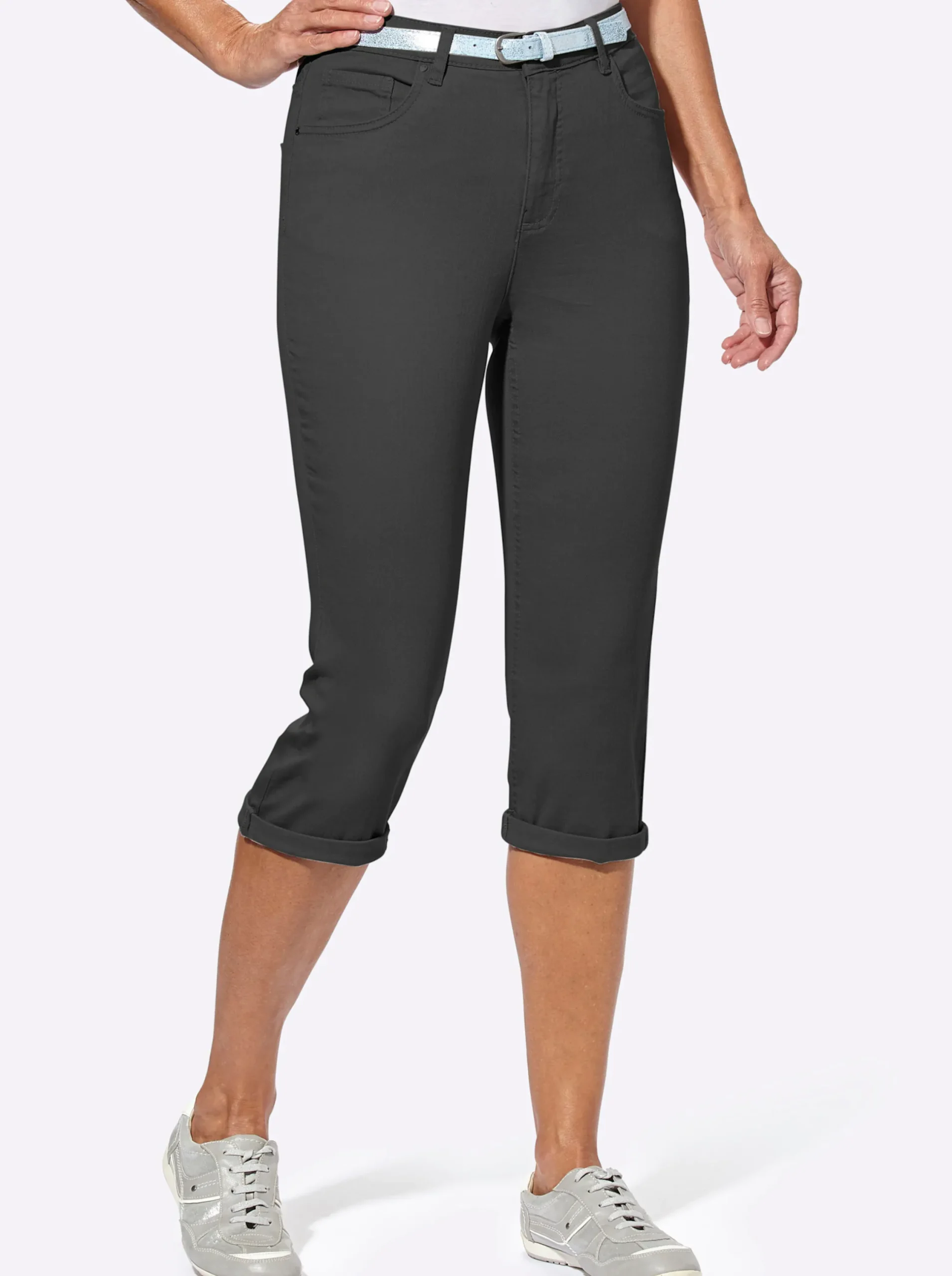 Basics| Caprihose inklusive Gürtel schwarz