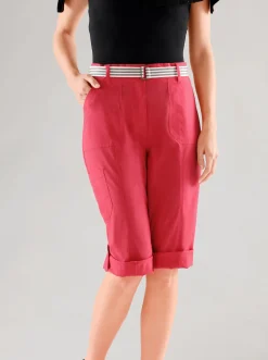 Hosen| Caprihose inklusive Gürtel rot