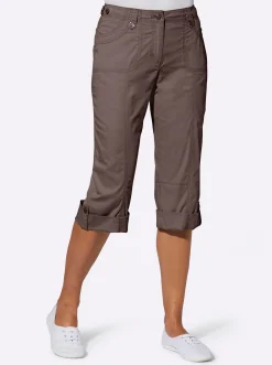Hosen| Caprihose mit verstellbarem Bund dunkeltaupe