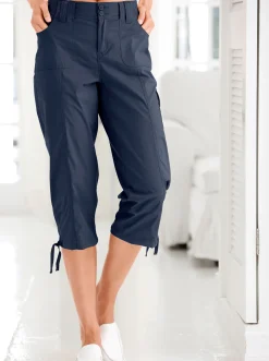Hosen| Caprihose mit weitenverstellbarem Saum marine
