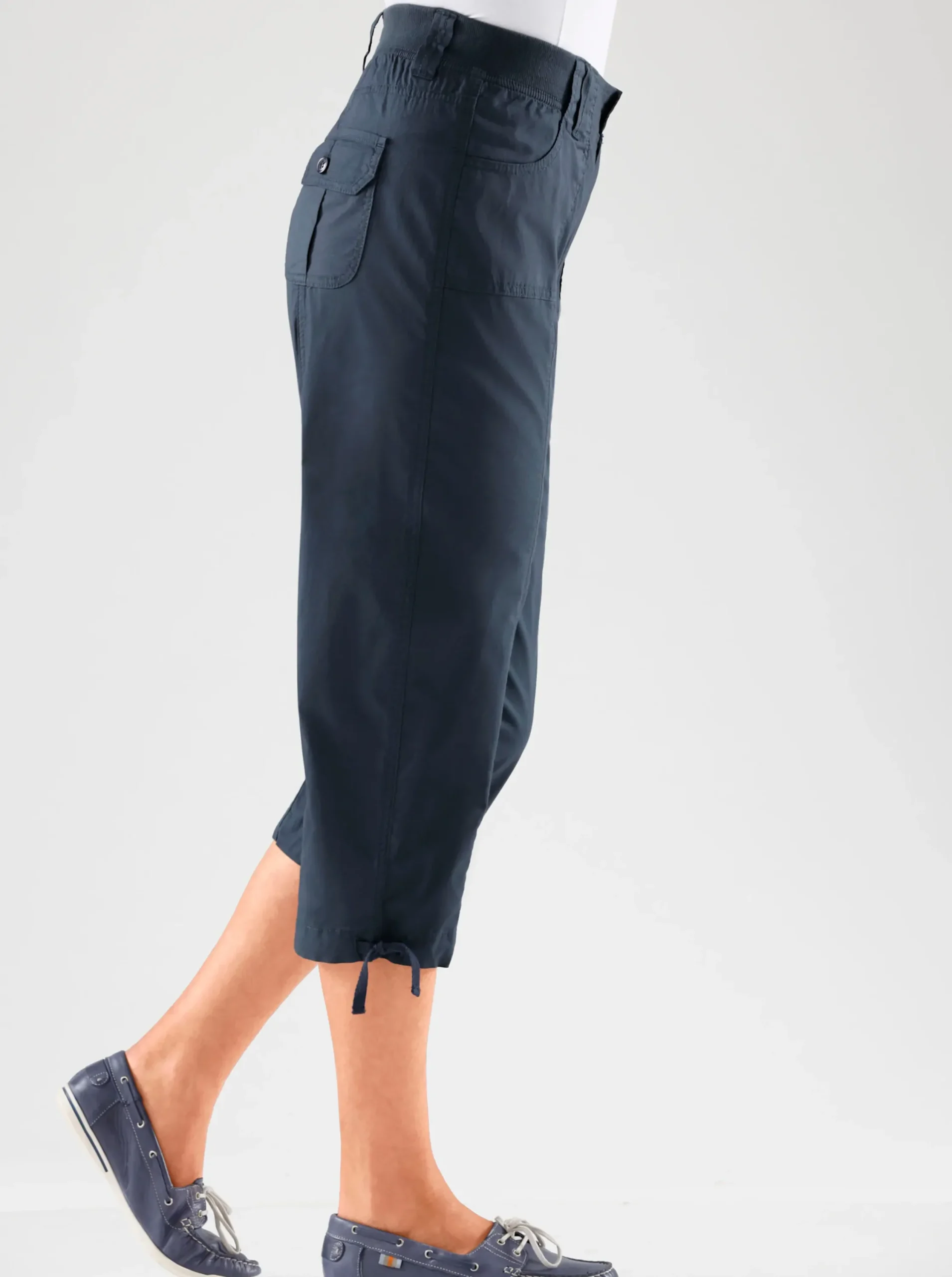 Hosen| Caprihose mit weitenverstellbarem Saum marine