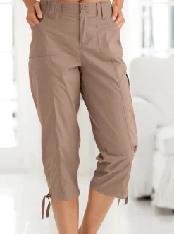 Hosen| Caprihose mit weitenverstellbarem Saum taupe