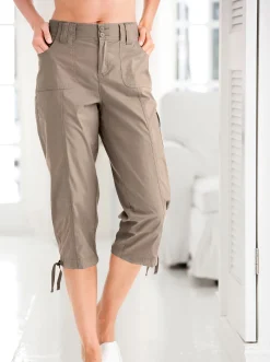 Hosen| Caprihose mit weitenverstellbarem Saum taupe