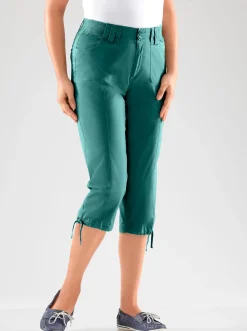 Hosen| Caprihose mit weitenverstellbarem Saum petrol