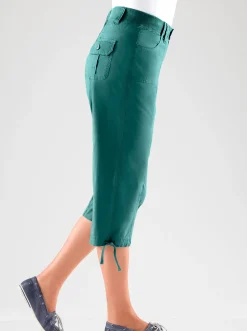 Hosen| Caprihose mit weitenverstellbarem Saum petrol