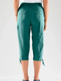 Hosen| Caprihose mit weitenverstellbarem Saum petrol