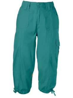 Hosen| Caprihose mit weitenverstellbarem Saum petrol