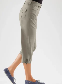 Hosen| Caprihose mit weitenverstellbarem Saum hellkhaki