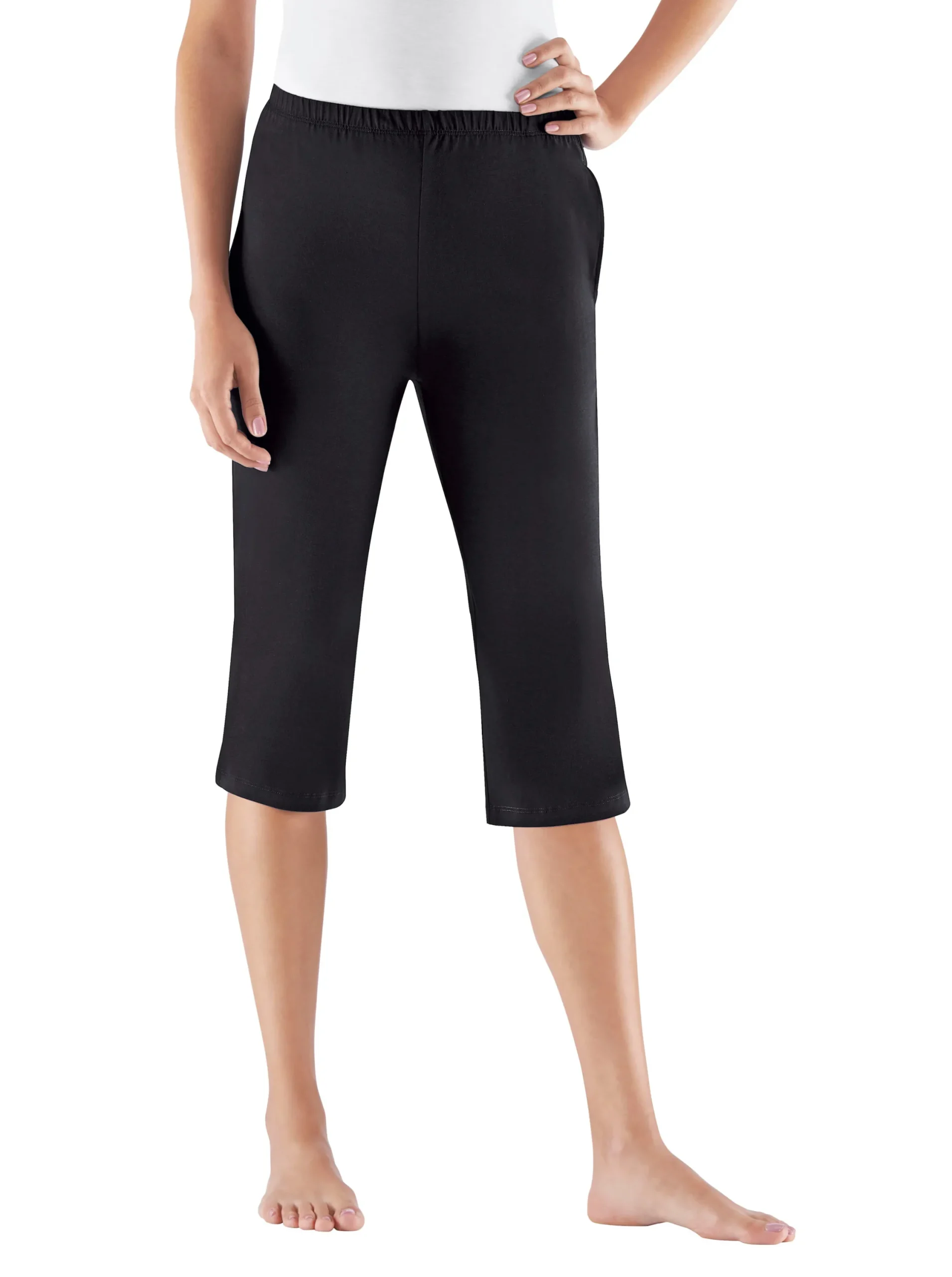 Homewear|feel good Capri-Hosen schwarz+grau-meliert
