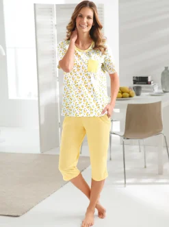 Homewear|feel good Capri-Hosen weiß+zitrone