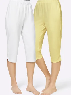 Homewear|feel good Capri-Hosen weiß+zitrone