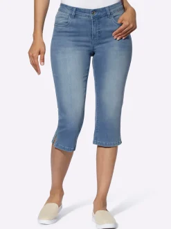 Jeans|Hosen| Caprijeans mit kurzen Fußschlitzen blue-bleached