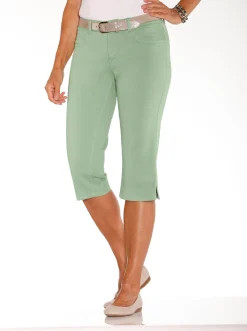 Hosen| Caprijeans mit kurzen Fußschlitzen eucalyptus