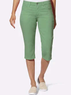 Hosen| Caprijeans mit kurzen Fußschlitzen eucalyptus