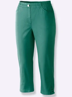 Jeans| Caprijeans mit Nieten-Verzierung smaragd