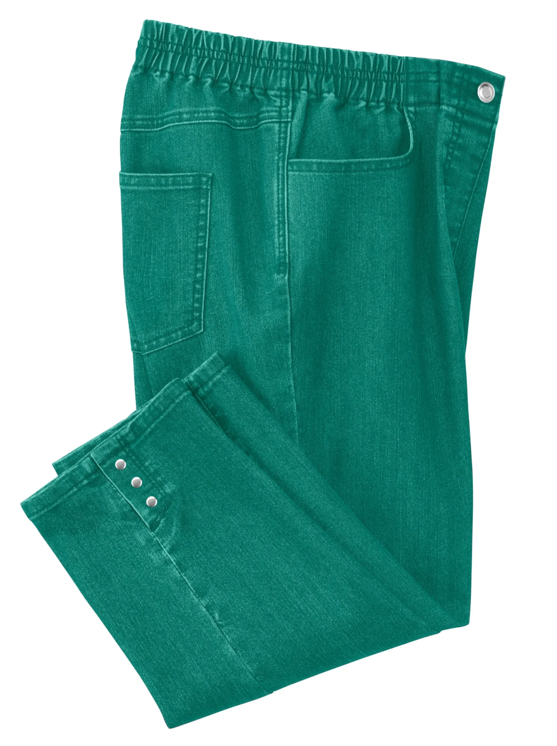 Jeans| Caprijeans mit Nieten-Verzierung smaragd