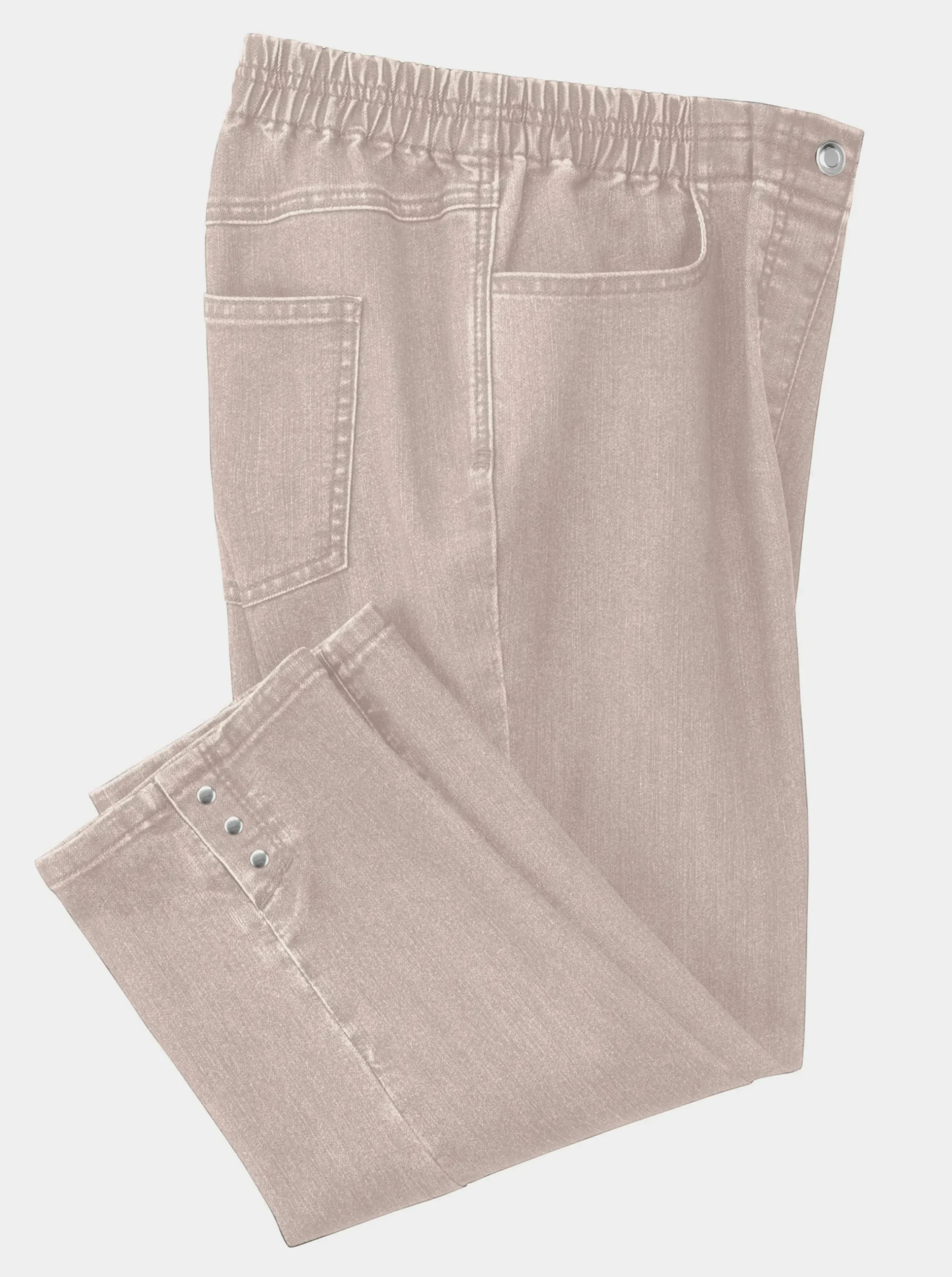 Jeans| Caprijeans mit Nieten-Verzierung beige
