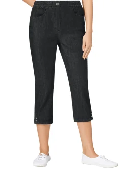 Jeans| Caprijeans mit Nieten-Verzierung black-denim