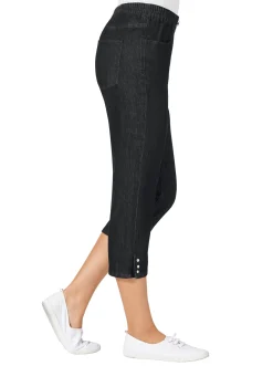 Jeans| Caprijeans mit Nieten-Verzierung black-denim