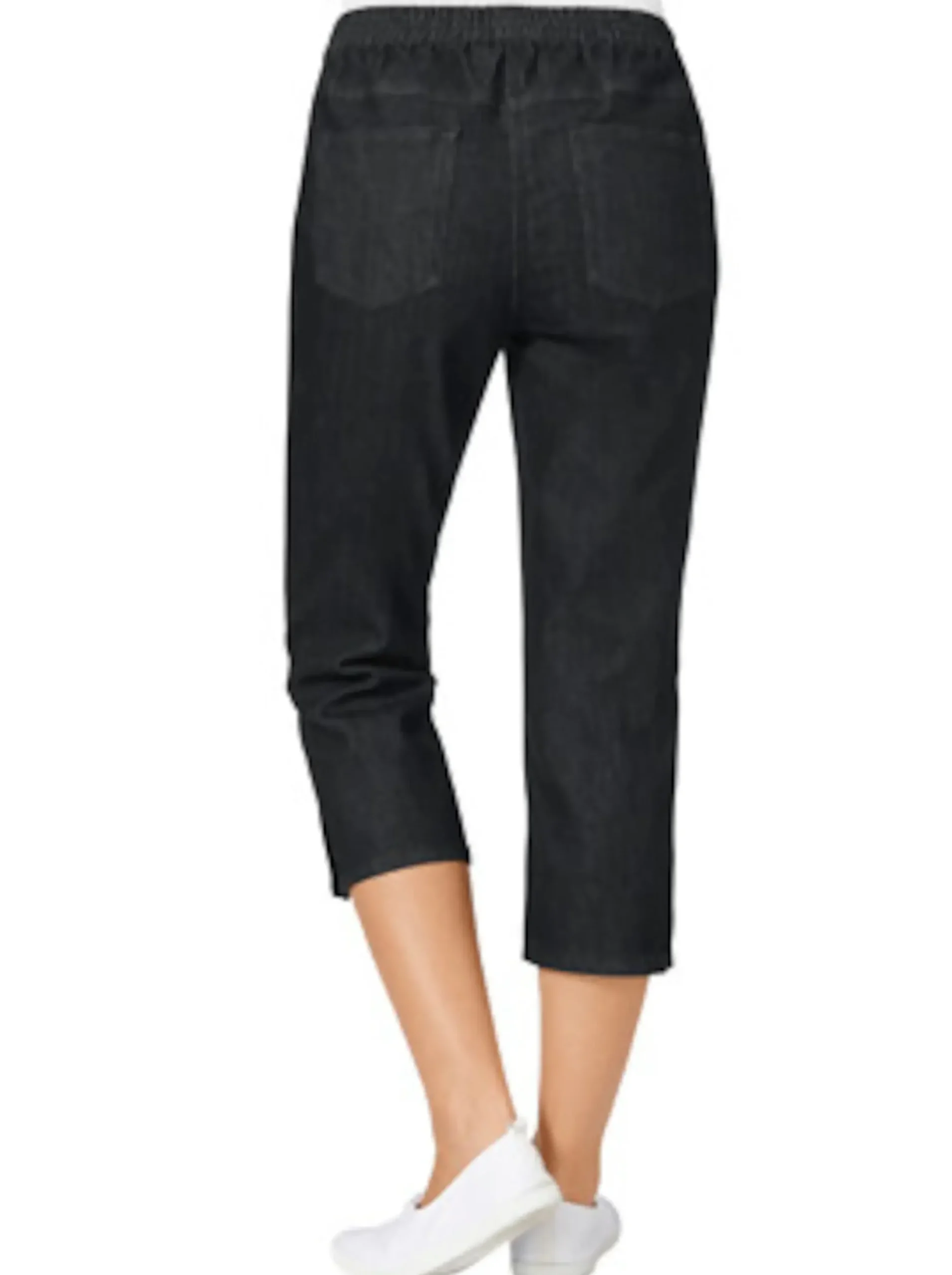 Jeans| Caprijeans mit Nieten-Verzierung black-denim