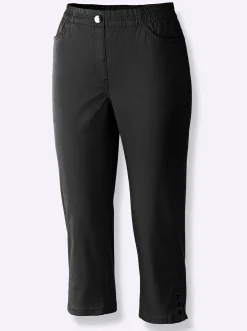 Jeans| Caprijeans mit Nieten-Verzierung black-denim