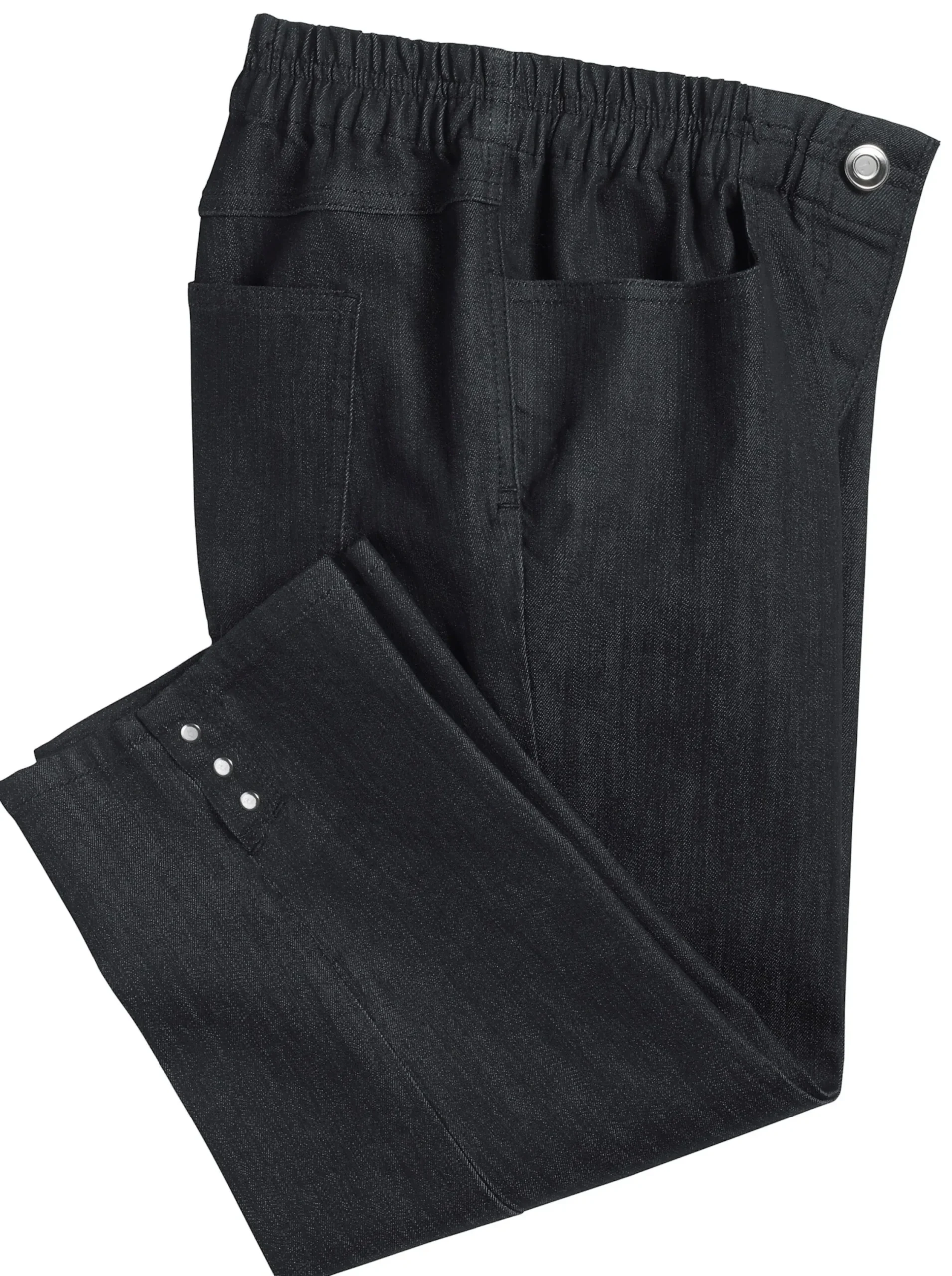Jeans| Caprijeans mit Nieten-Verzierung black-denim