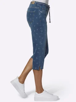 Jeans| Caprijeans mit rückwärtigem Sattel blue-stone-washed