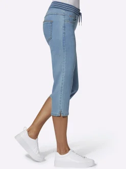 Basics|Jeans| Caprijeans mit Rundum-Dehnbund blue-bleached