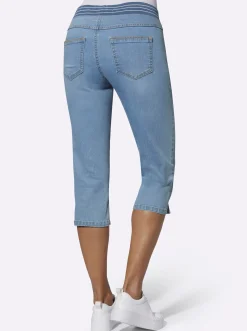 Basics|Jeans| Caprijeans mit Rundum-Dehnbund blue-bleached