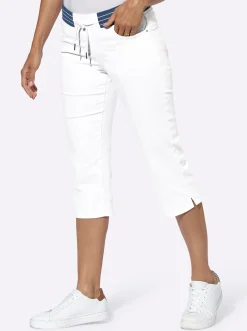 Basics| Caprijeans mit Rundum-Dehnbund weiß
