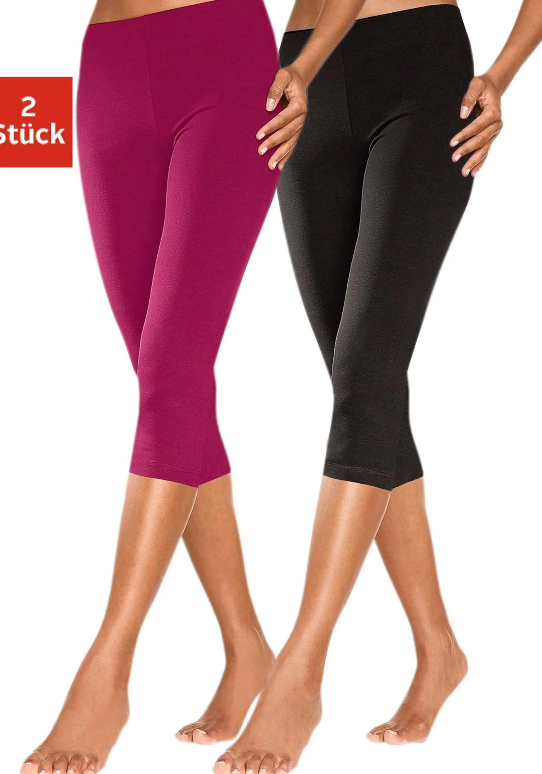 Hosen| Caprileggings 1xhimbeere,1xschwarz