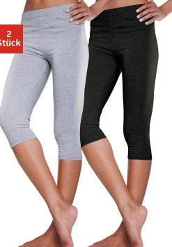 Hosen| Caprileggings 1xhellgrau-meliert,1xschwarz