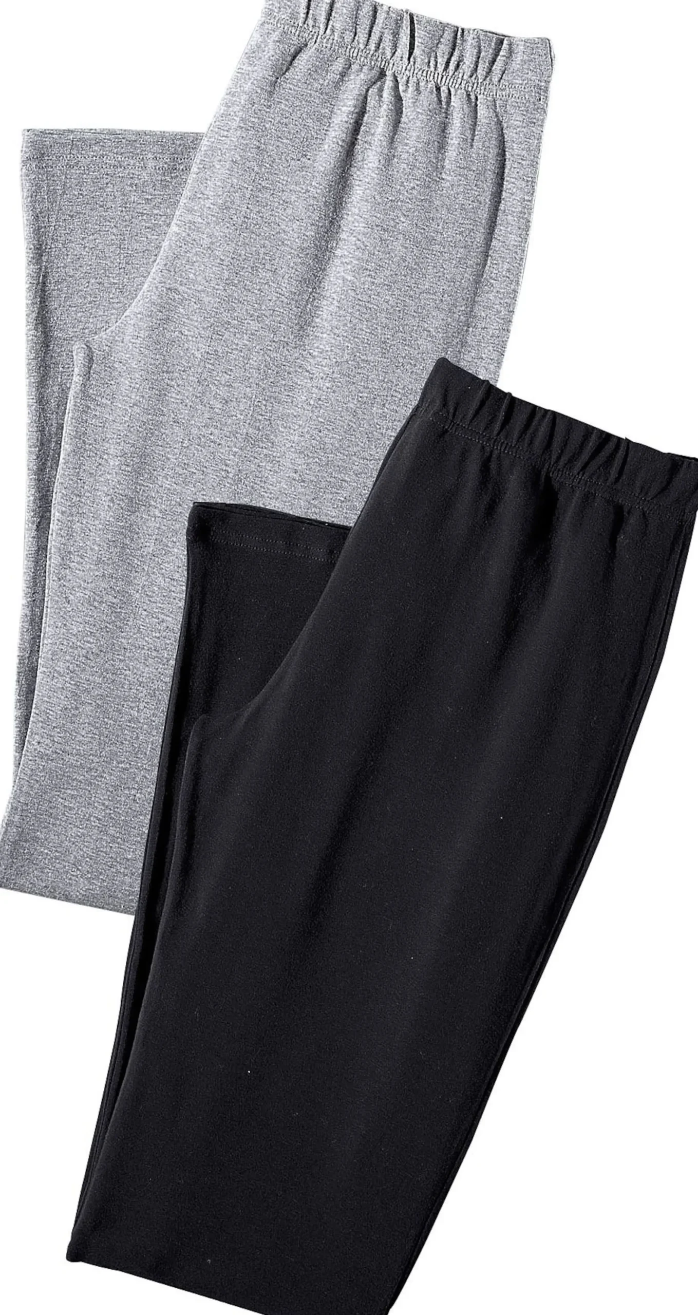 Hosen| Caprileggings 1xhellgrau-meliert,1xschwarz