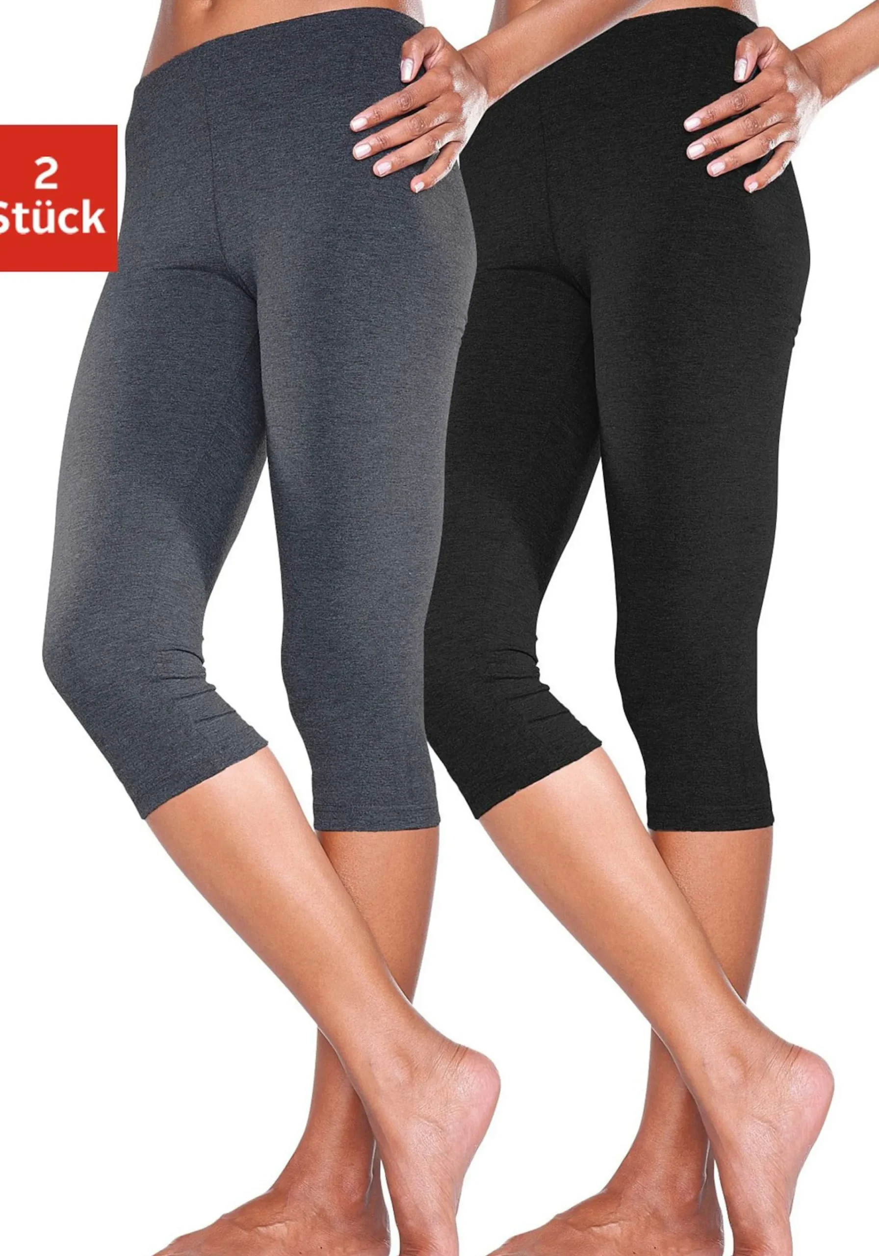 Hosen| Caprileggings 1xanthrazit-meliert,1xschwarz