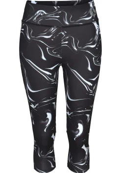 Hosen|LASCANA ACTIVE Caprileggings schwarz-gemustert-weiß