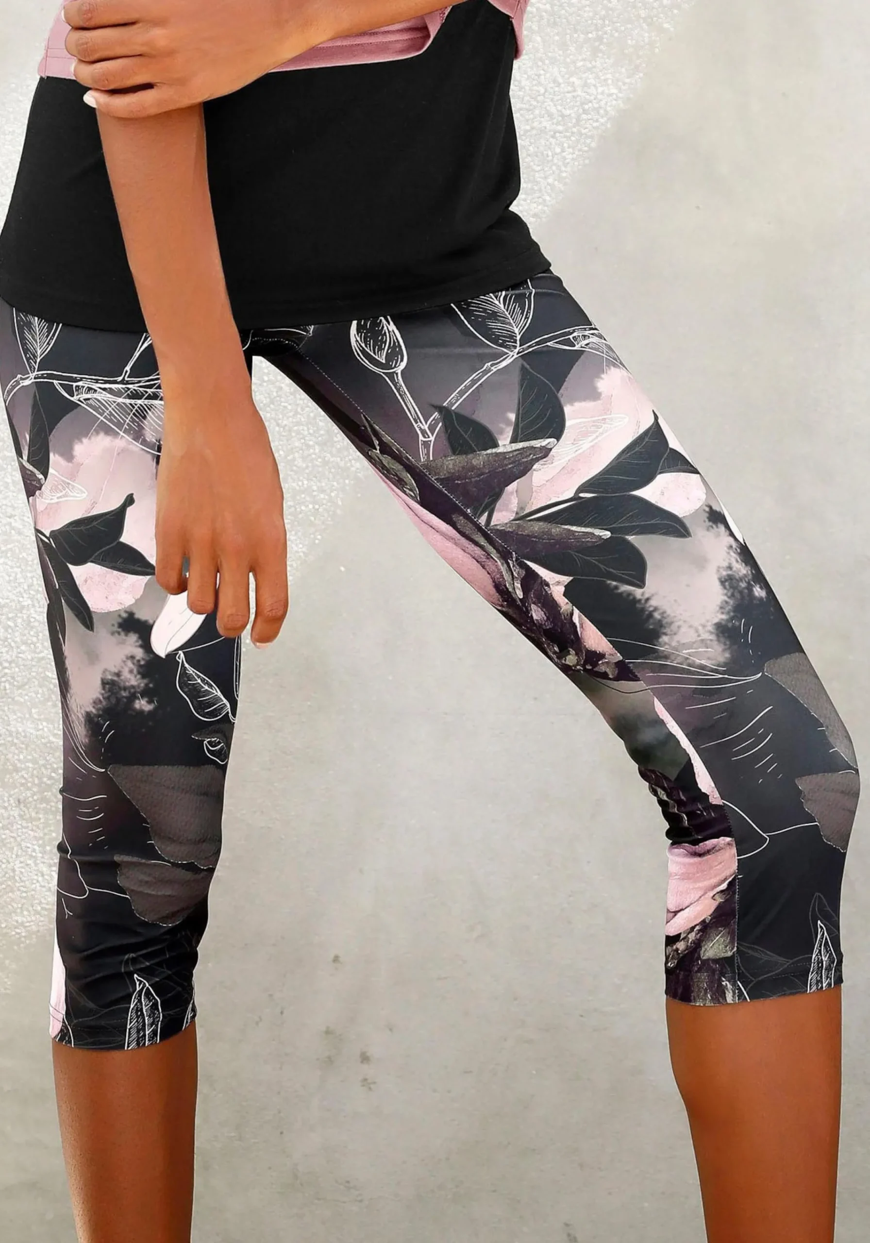 Hosen|LASCANA ACTIVE Caprileggings khaki-gemustert-hellrosa