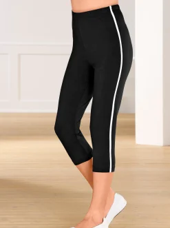 Hosen| Caprileggings mit kontrastfarbigen Paspeln schwarz-weiß