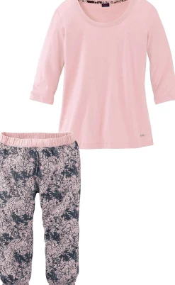 Nachtwäsche|Buffalo Capri-Pyjama rosa-gemustert