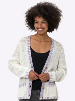 Strickjacken|heine Cardigan ecru-flieder